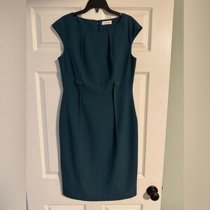 Elegant Calvin Klein Teal Cap Sleeve Dress
